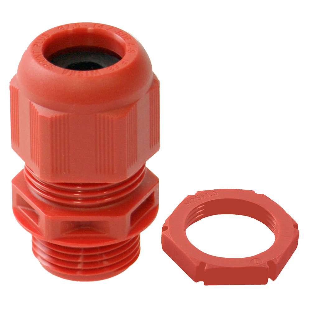 Image of Avenue Red Polyamide Cable Gland 20mm IP68 for WINSERTKIT Each