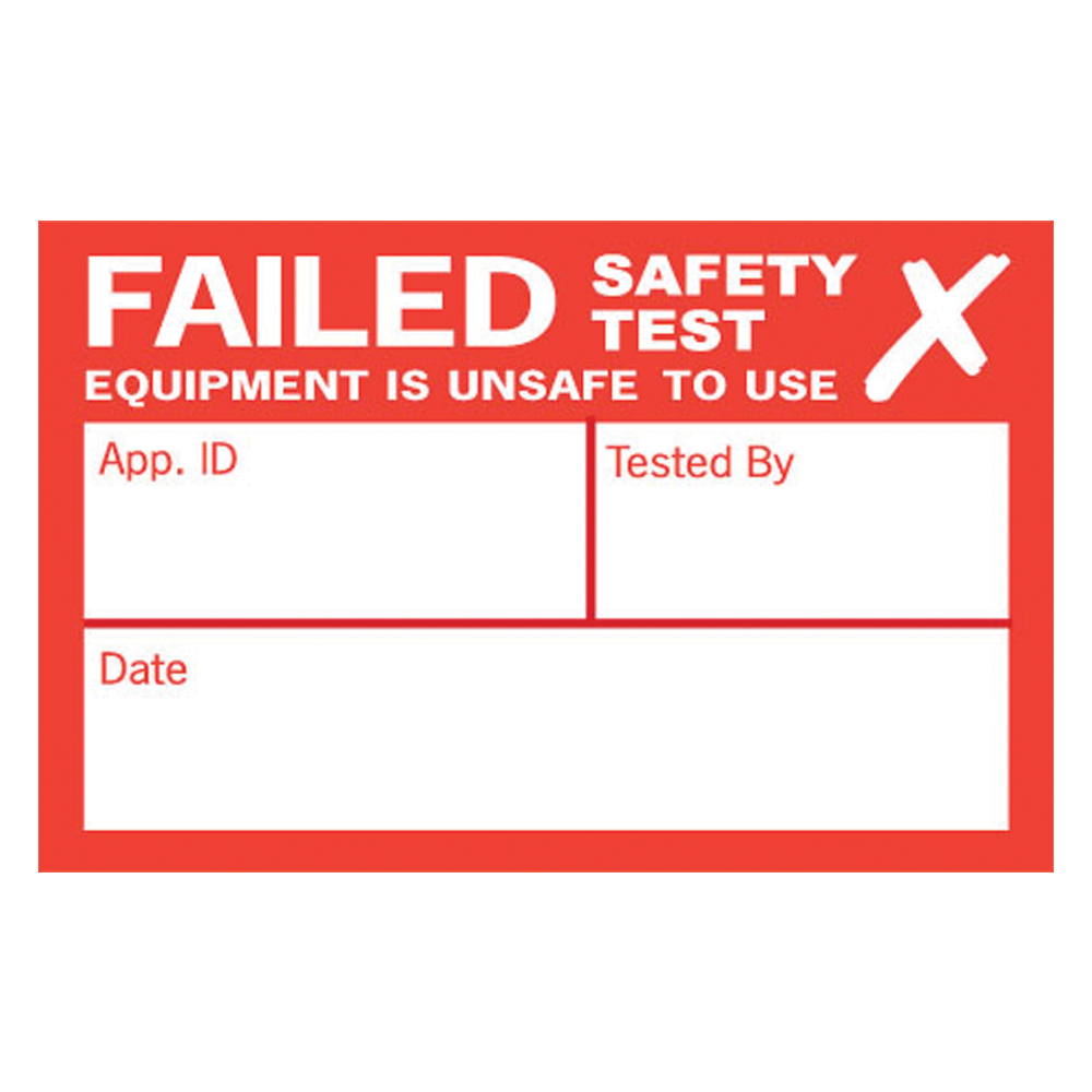 Image of Kewtech 250FAIL Fail Test Appliance Labels 250 Fan Folded Stickers