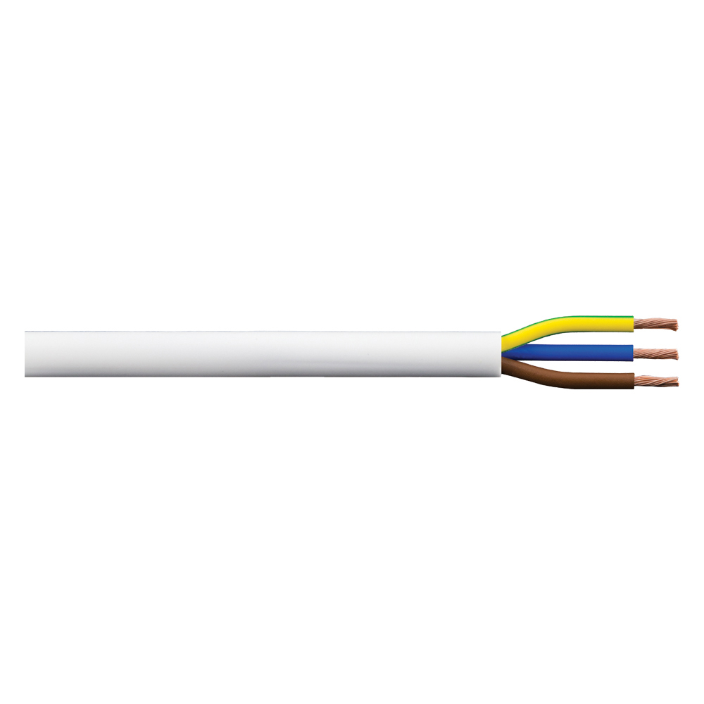 Image of 1mm 10A 3093Y 3 Core Heat Resistant Flex Cable White 1M Cut Length