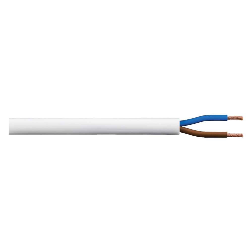 Image of 1mm 10A 3182Y 2 Core Flexible Cable PVC White Round 1M Cut Length