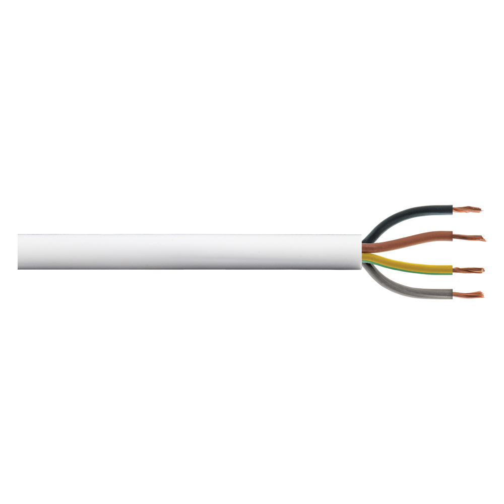 Image of 1mm 10A 3184YH 4 Core Flexible Cable PVC Flex White 1M Cut Length