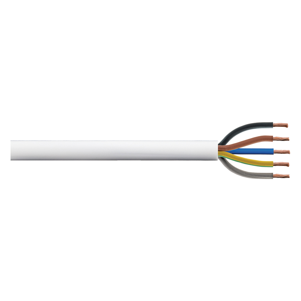 Image of 1mm 10A 3185YH 5 Core Flexible Cable PVC Flex White 1M Cut Length