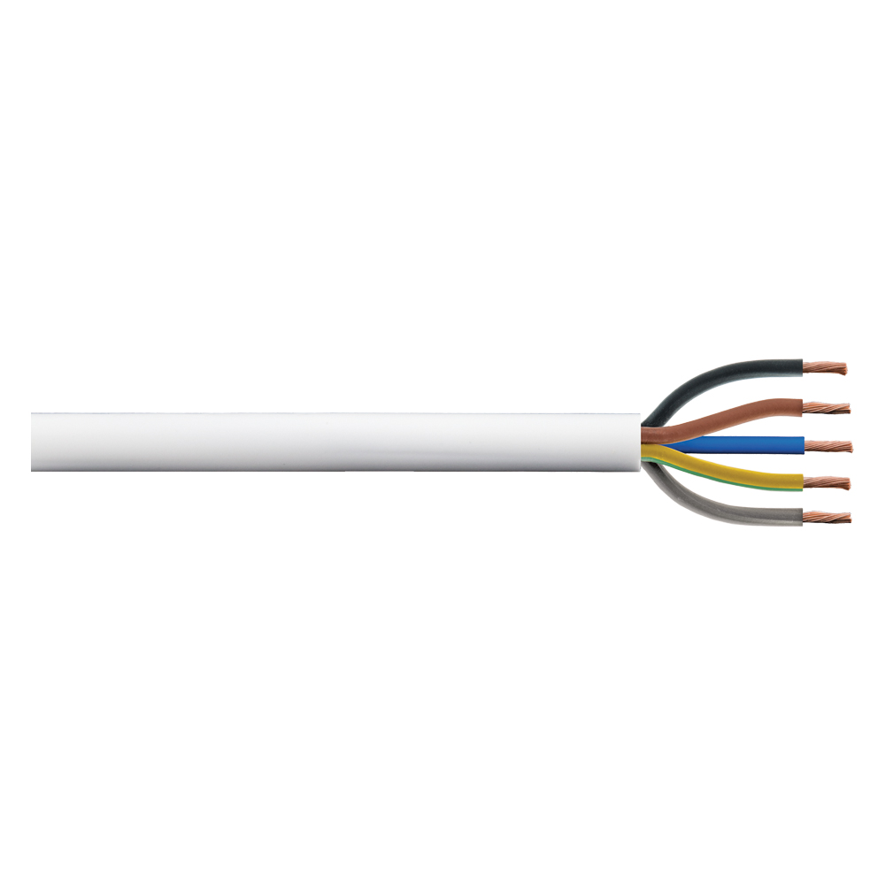 Image of 0.75mm 6A 3185YH 5 Core Flexible Cable PVC Flex White 1M Cut Length