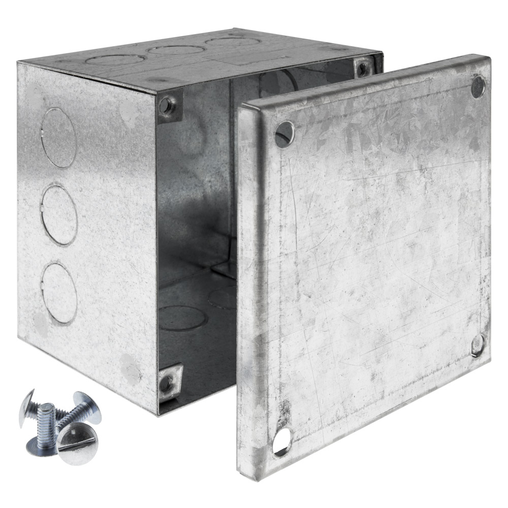 Image of Avenue Metal Adaptable Box 100x100x75mm with Knockouts Galvanised