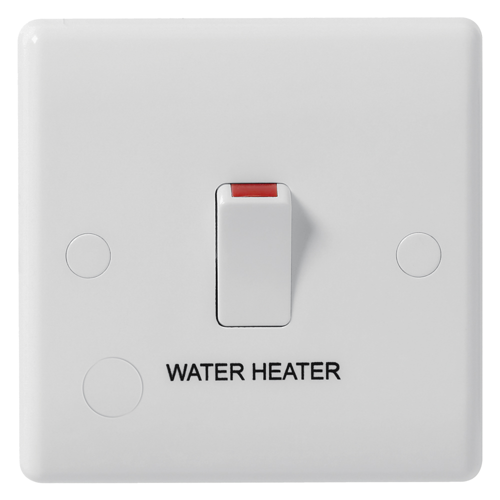 Image of Avenue Contour 20A Switch Double Pole Engraved Water Heater White