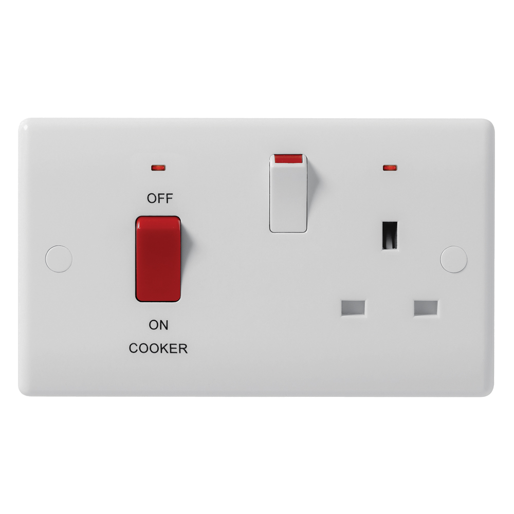 Image of Avenue Contour Cooker Unit 45A Switch and Socket DP Neon White