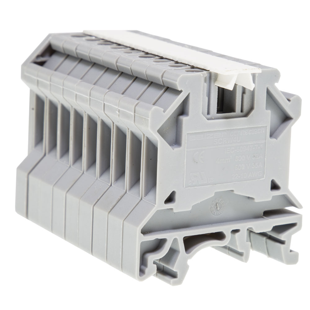 Image of Avenue Din Rail Terminal Kit 10x 4mm 32A Grey 1x Plate 2x End Stops