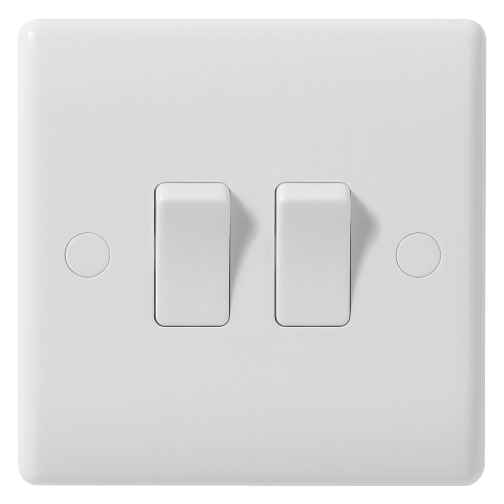Image of Avenue Contour Light Switch 2 Gang 2 Way 10AX Inductive White