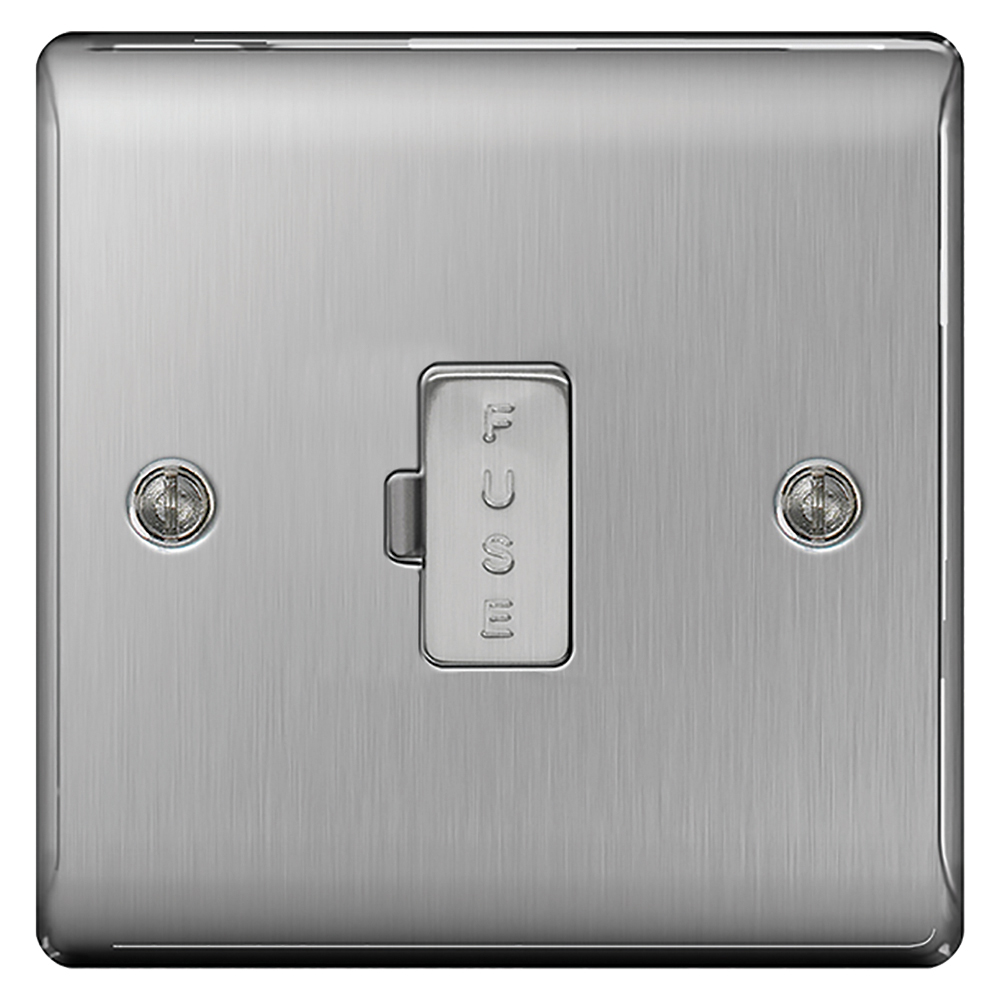 Image of Avenue Raised Unswitched Fused Spur 13A Double Pole Brushed Steel