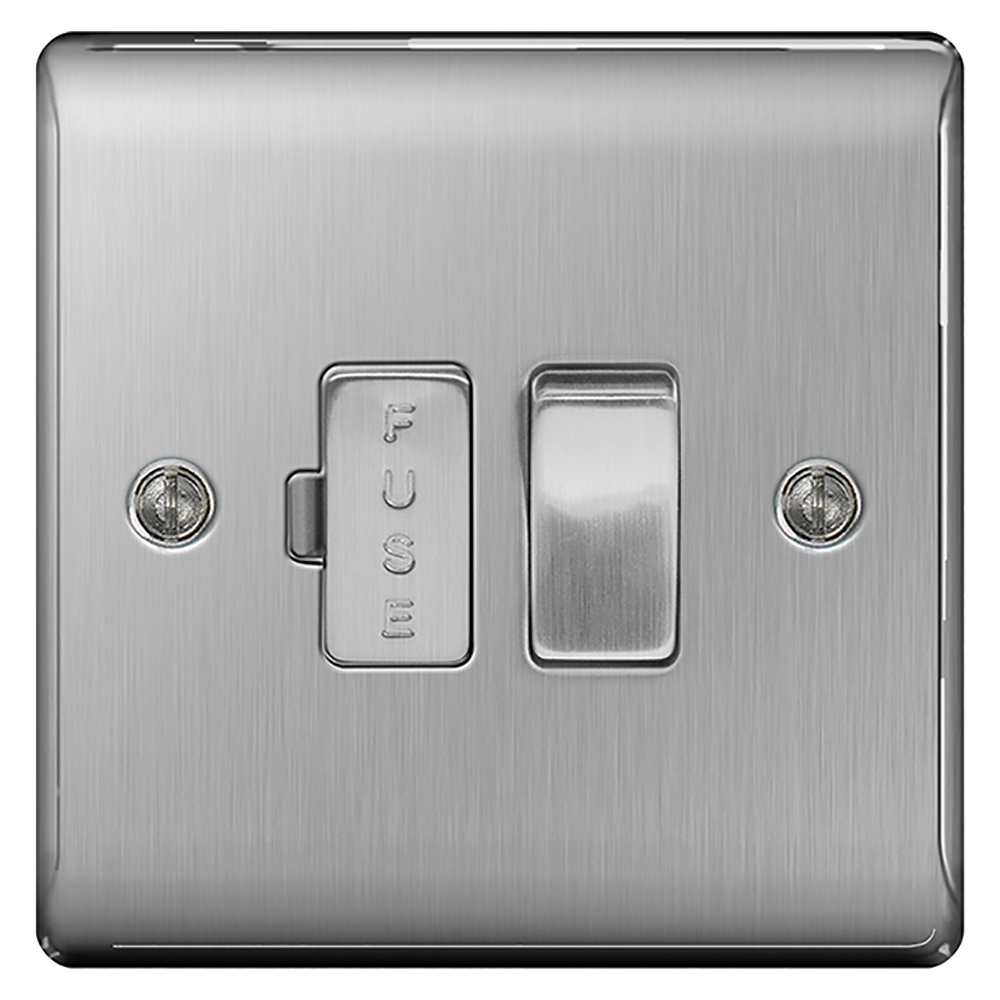 Image of Avenue Raised Switched Fused Spur 13A Double Pole Brushed Steel