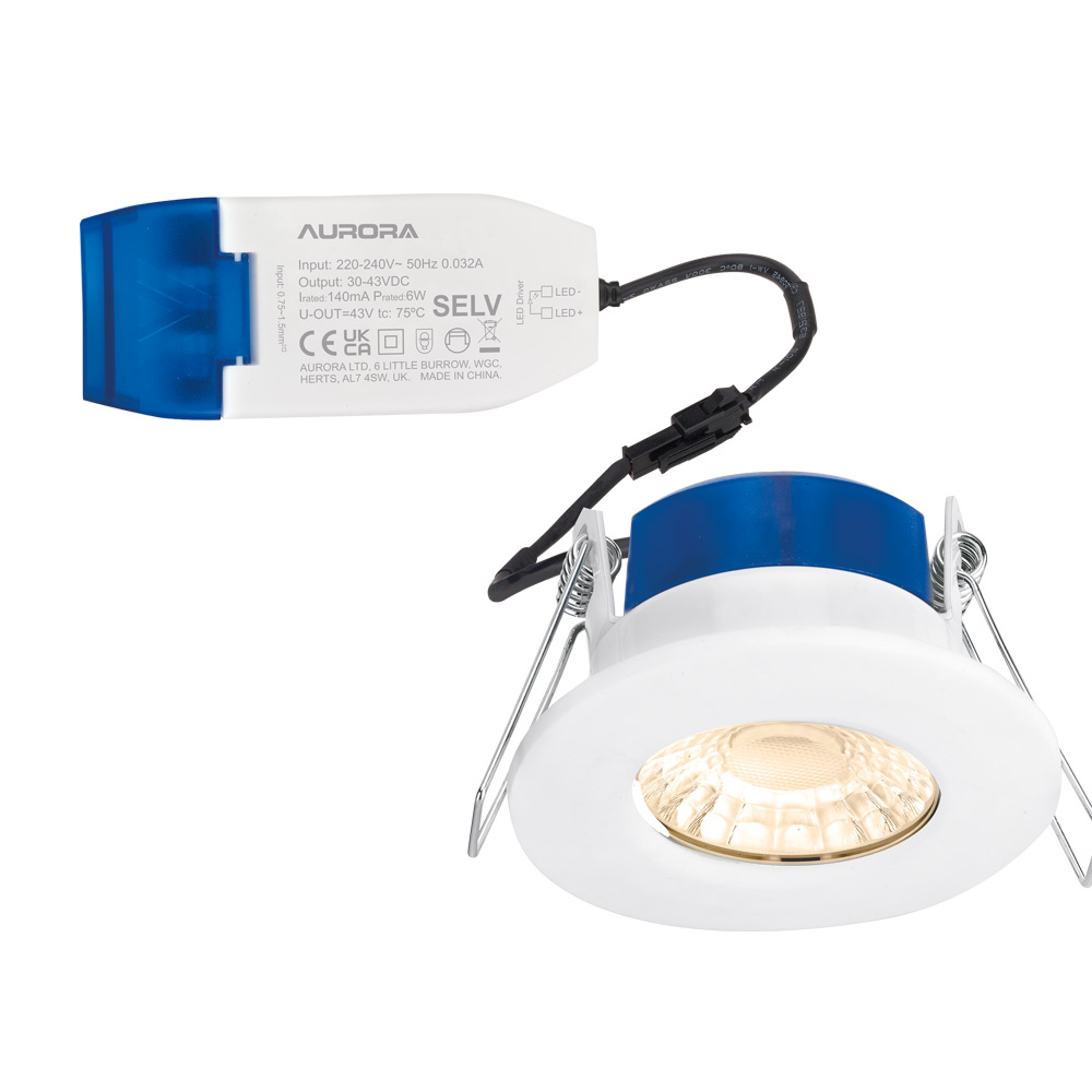 Image of Avenger Low Profile LED Fire Rated Colour Changing Temperature Downlight Dimmable 6W IP65