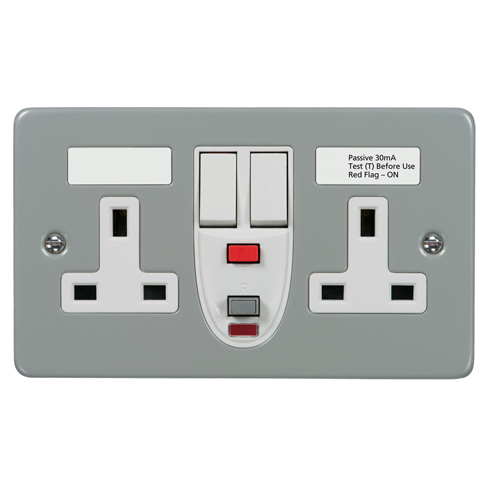 Image of Avenue Switched RCD Socket 2 Gang 13A DP Latching Metalclad