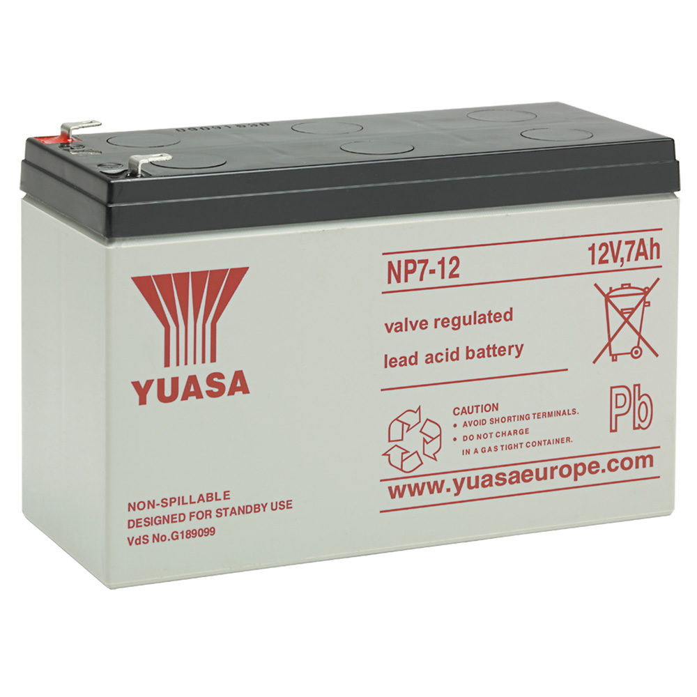 Image of Yuasa Battery 7Ah 12V Rechargeable Lead Acid Fire Alarm and Security