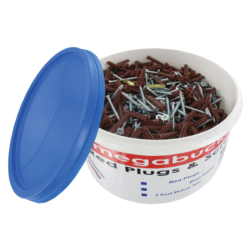 Image of Avenue Trade Tub of Wood Screws and Wall Plugs No.10 x 2 Inch 500 Pack