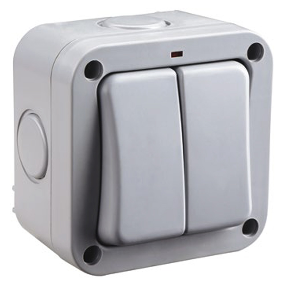 Image of Avenue Storm Outdoor Light Switch 2 Gang 2 Way 20AX IP66