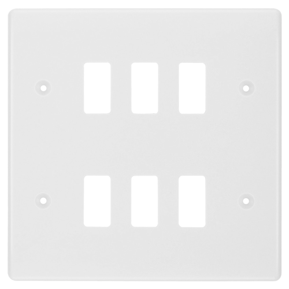 Image of BG Electric R86 Grid Module Front Plate 6 Gang White
