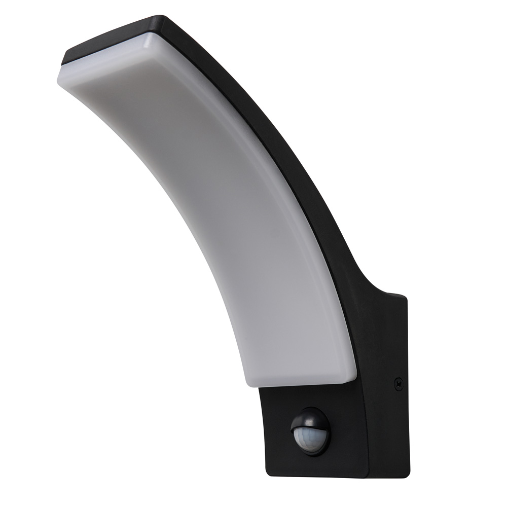 Image of Coast Batsu LED Curved Outdoor Wall Light with PIR Black
