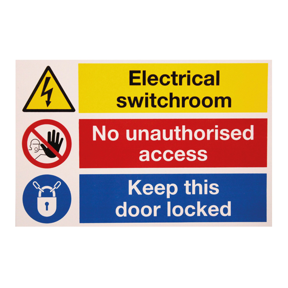 Image of Electrical Switchroom Rigid Self Adhesive Sign 150 x 225mm Each