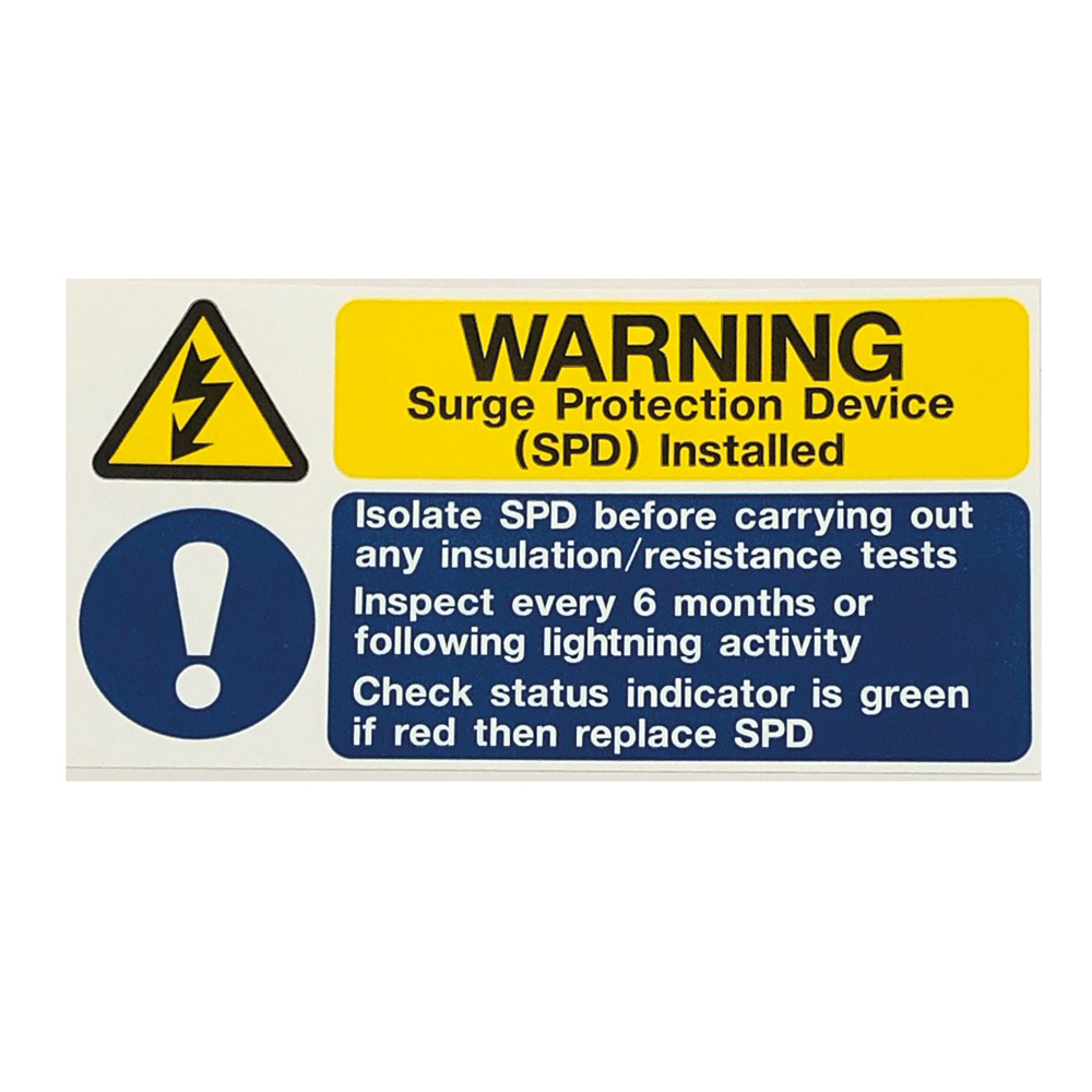 Imge of Warning Surge Protection Device Installed Self Adhesive Vinyl Labels Pack of 10