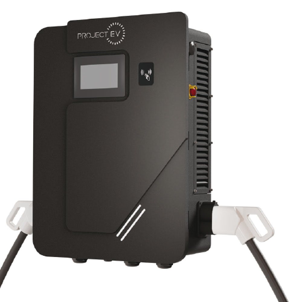 Project EV 40kW Three Phase DC 5M Tethered Dual CCS GunS EV Charger with RFID