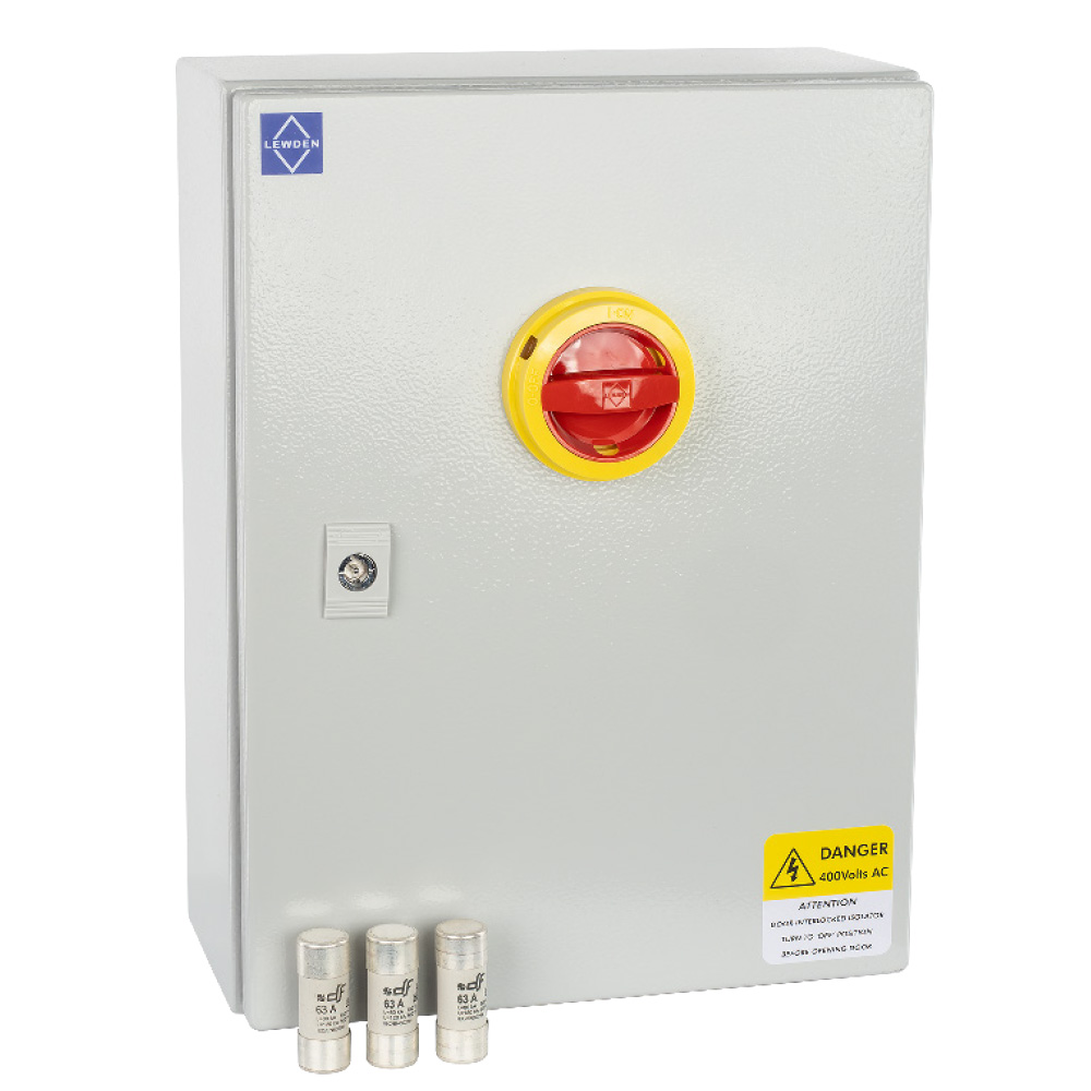 Lewden 400V 4 Pole Disconnector Fused Metal Rotary Isolators 63A