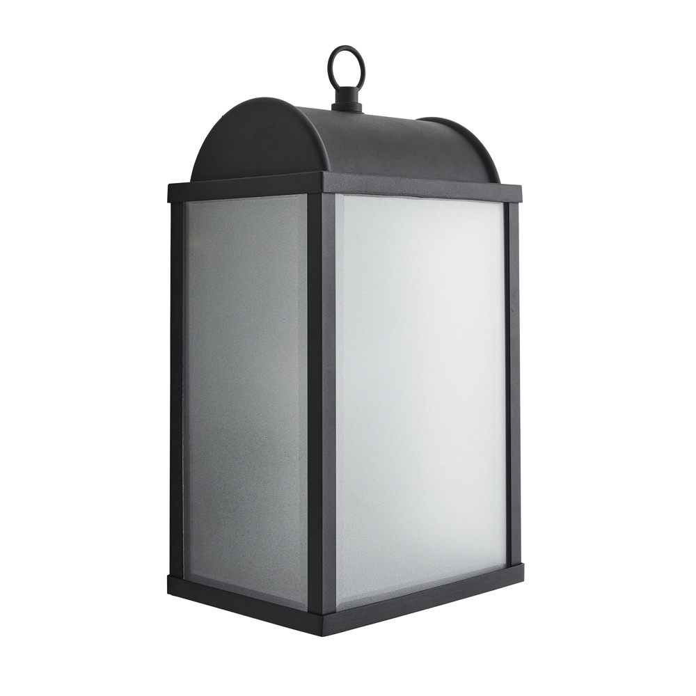 Image of Forum Zinc Charlotte Frosted Glass Outdoor Box Lantern 100W ES (E27) Black