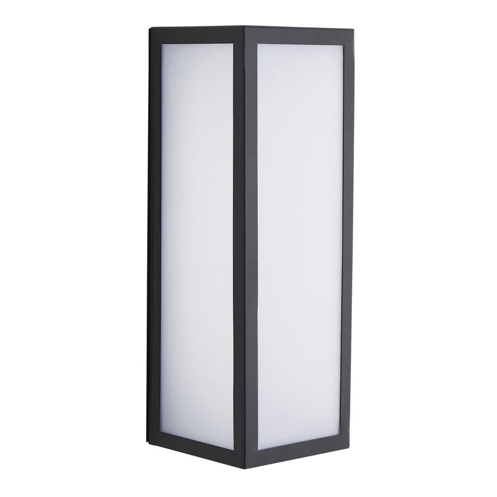 Image of Forum Zinc Thetis Opal Glass Outdoor Tall Box Lantern 40W ES (E27) Black