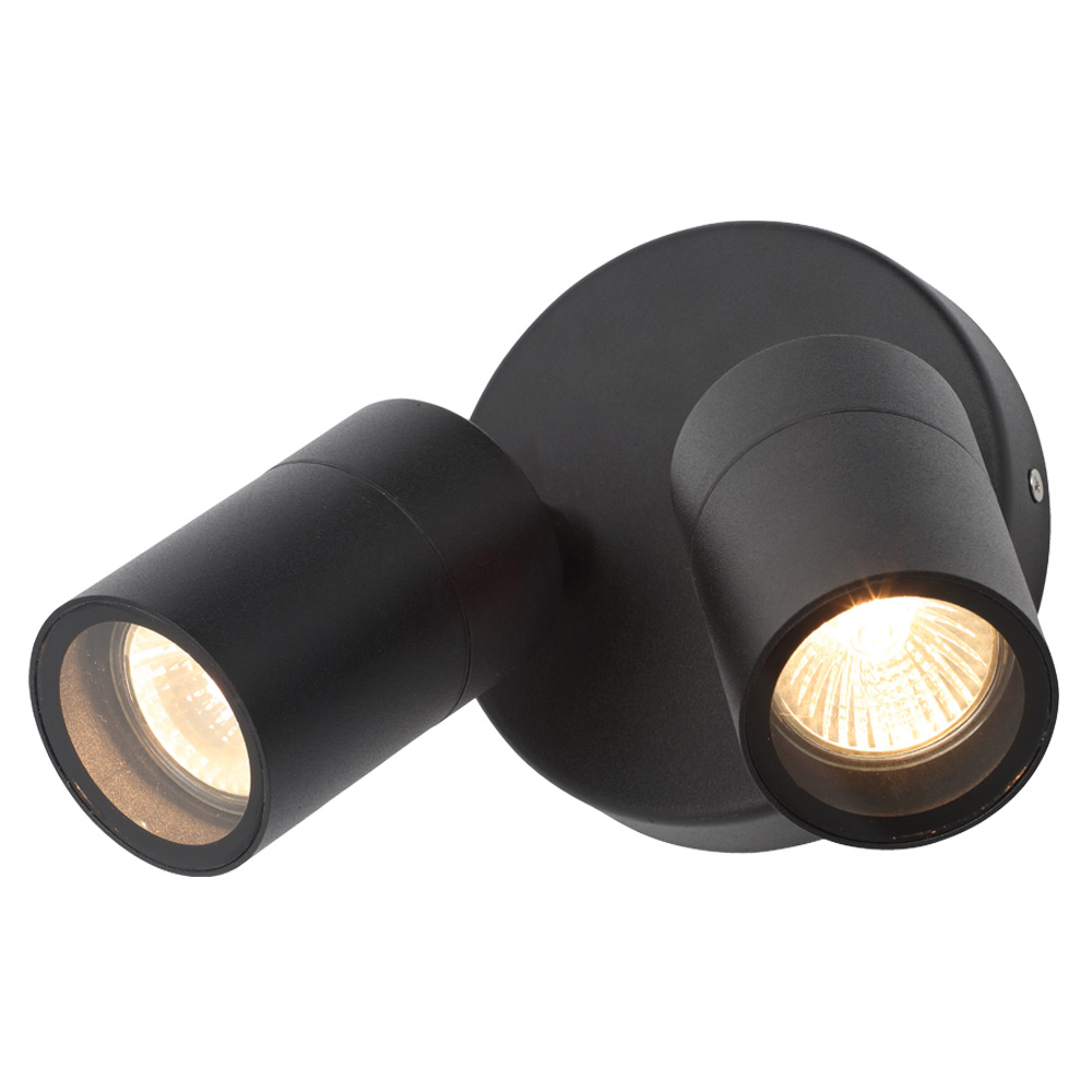 Image of Zinc Leto Adjustable Twin Spotlight Wall Light Black