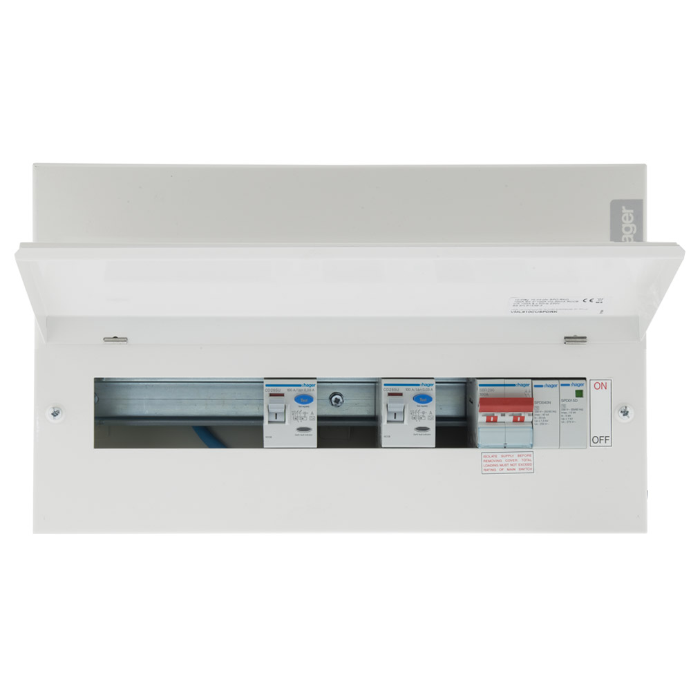 Image of Hager VML910CURKPP Pre-populated High Integrity Consumer Unit 10  Ways