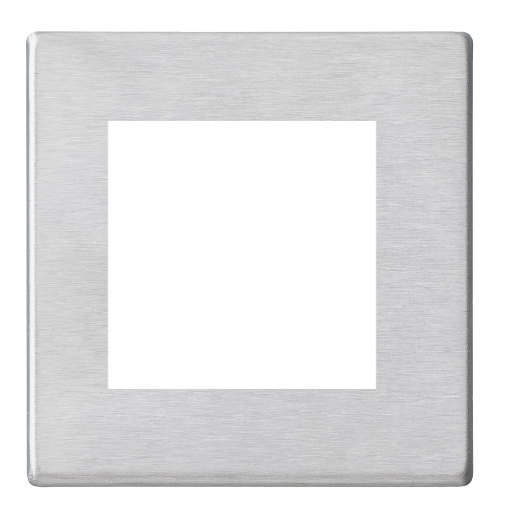 Image of Hamilton Satin Steel Slim Screwless Front Single Plates 1 Gang 2 Module White
