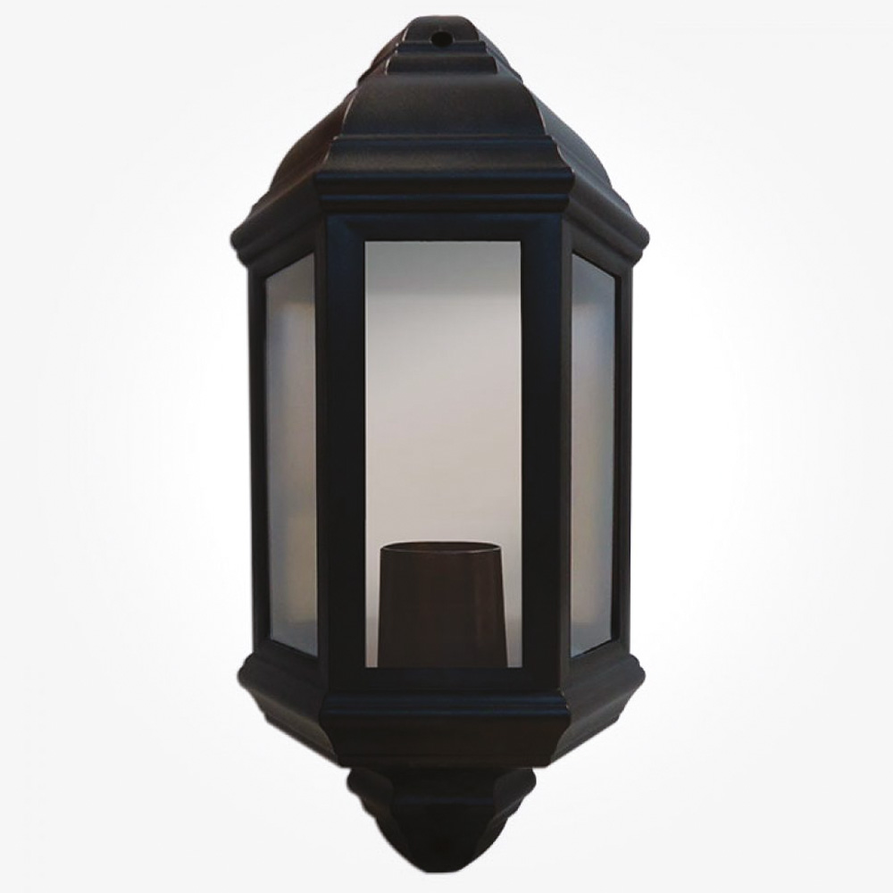 Image of Eterna Polycarbonate Half Lantern Wall Light Black 60W