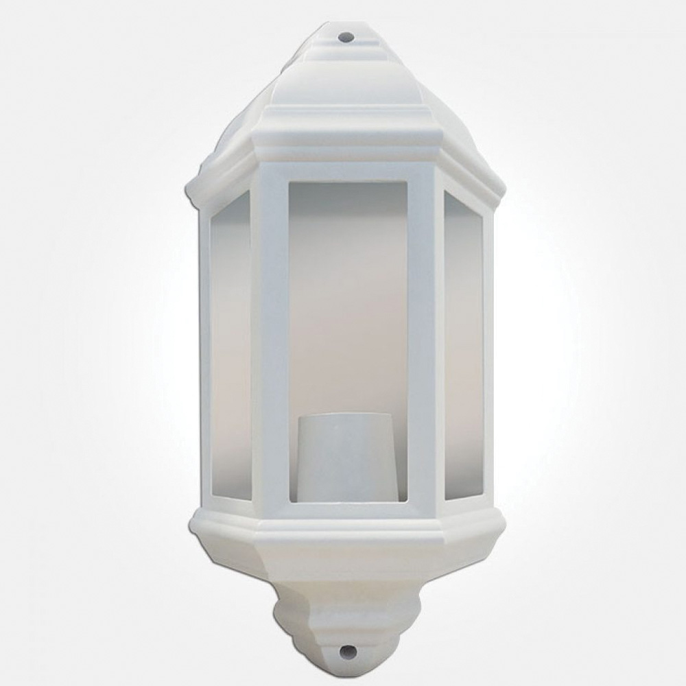 Image of Eterna Polycarbonate Half Lantern Wall Light White 60W