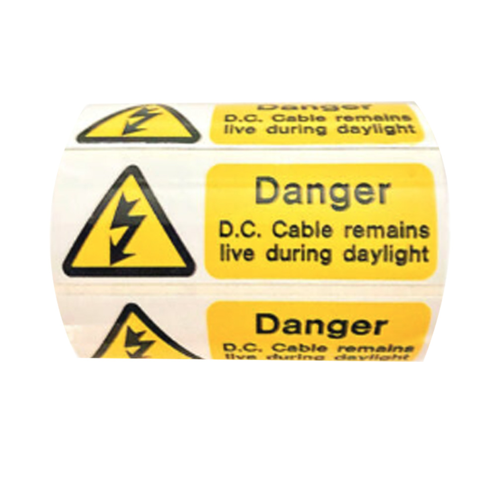 Image pf Isigns DC Cable Remains Live Warning Self Adhesive Roll Labels