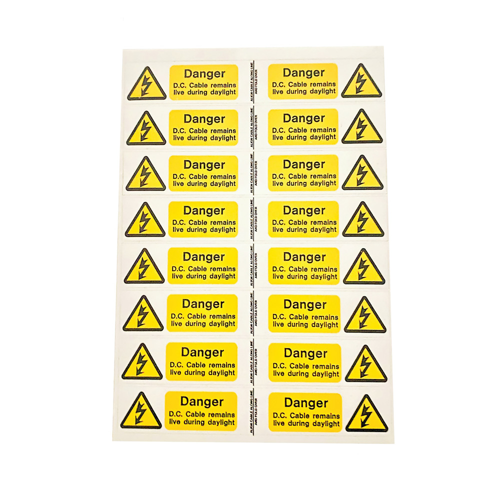 Image of Isigns DC Cable Remains Live Warning Labels Pack of 5 Sheets