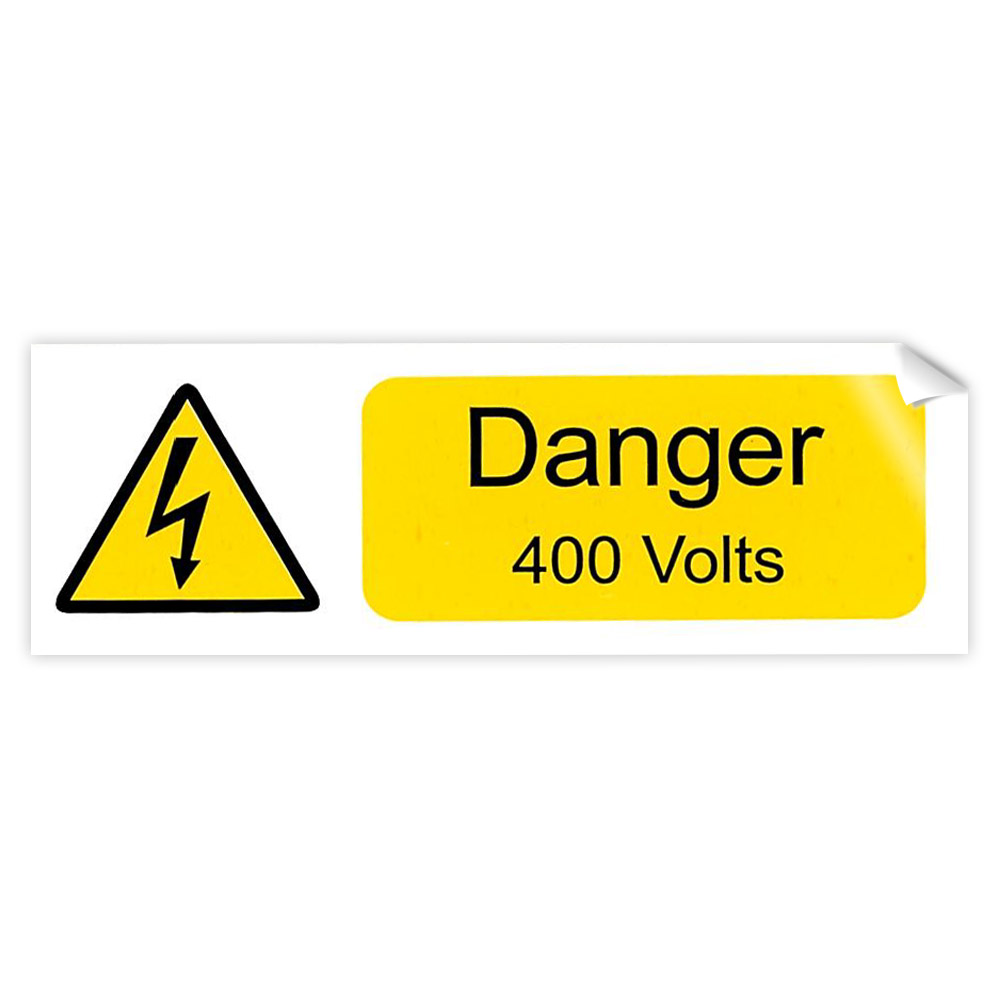 Image of Danger 400V Sticker 75 x 25mm Self Adhesive Vinyl Label Pack of 10