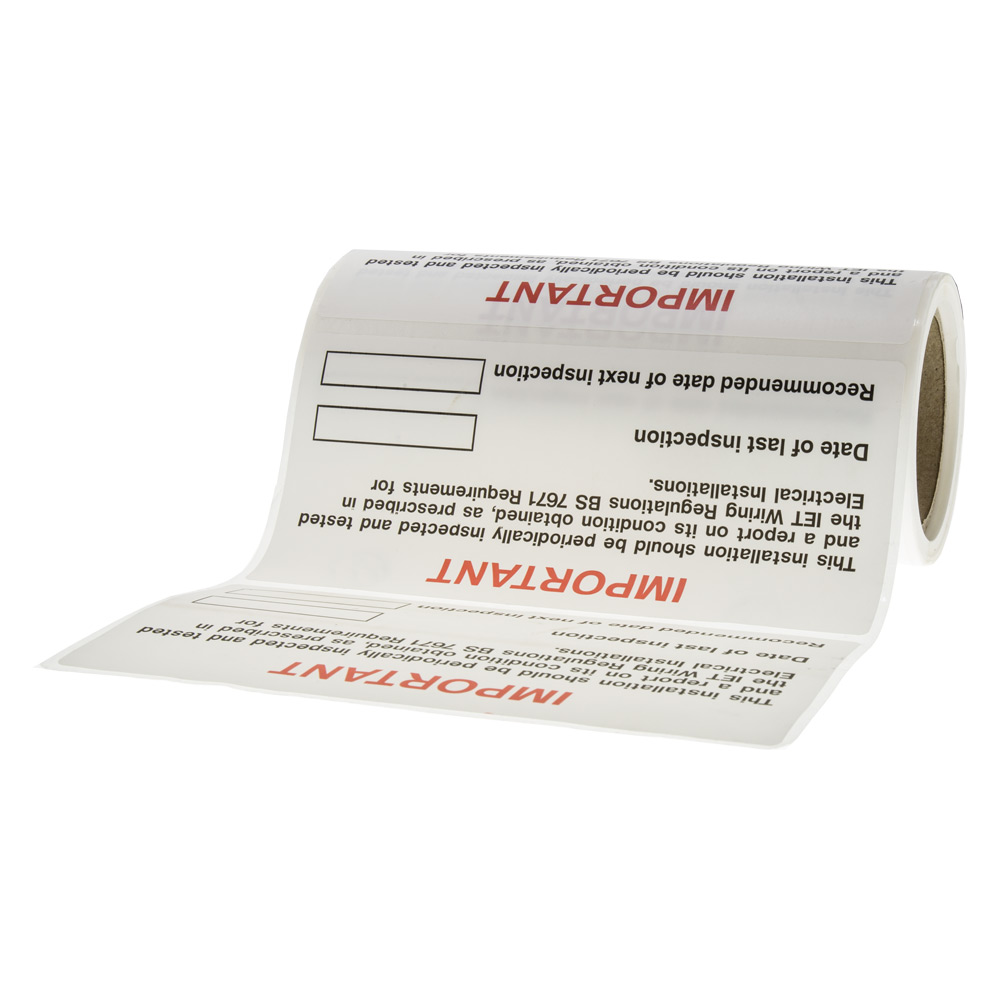 Image of Periodic Inspection Sticker 130 x 60mm Self Adhesive Vinyl Label Roll of 100