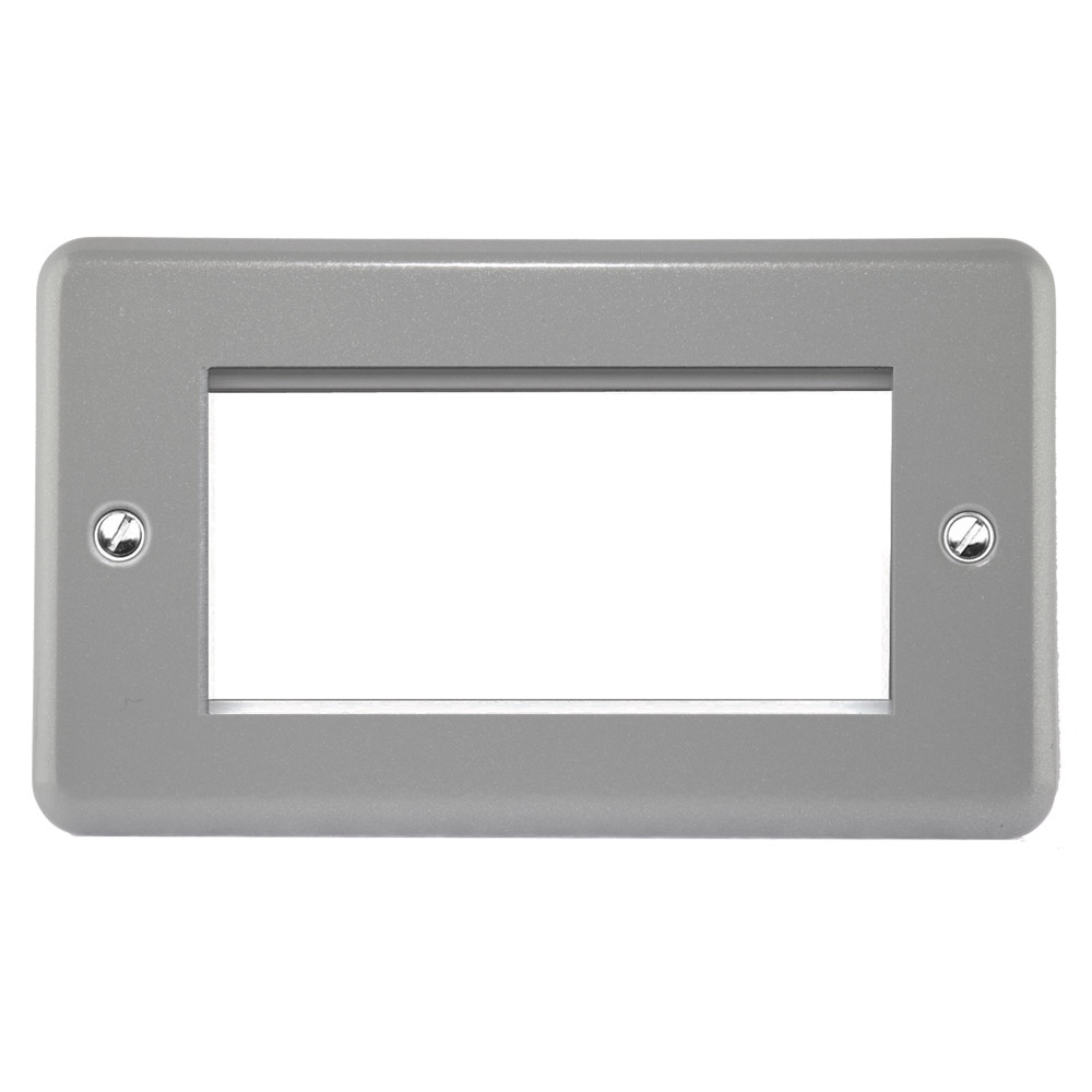 Image of MK Metalclad K184ALM Euro Front Plate 4 Module Double Plate Grey