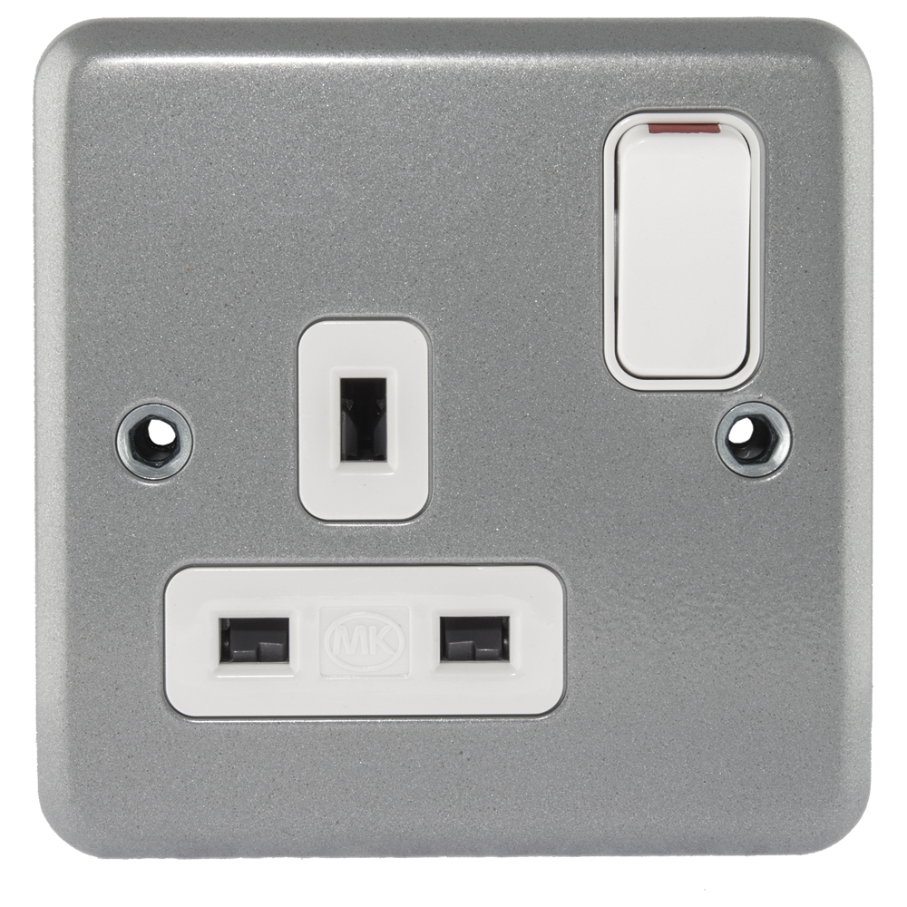 Image of MK Metalclad K2977ALM Switched Socket 1 Gang 13A Double Pole Surface Grey