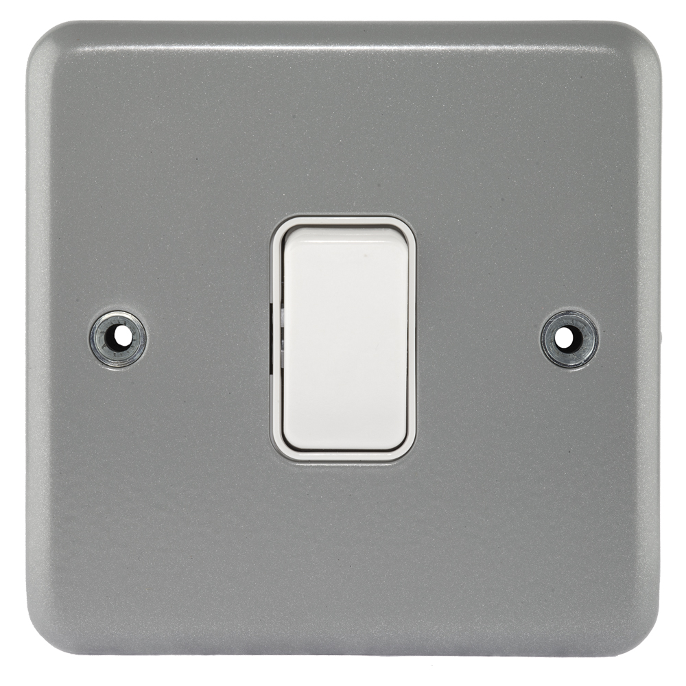 Image of MK Metalclad K3591ALM Light Switch 1 Gang 2 Way 10AX Inductive Grey