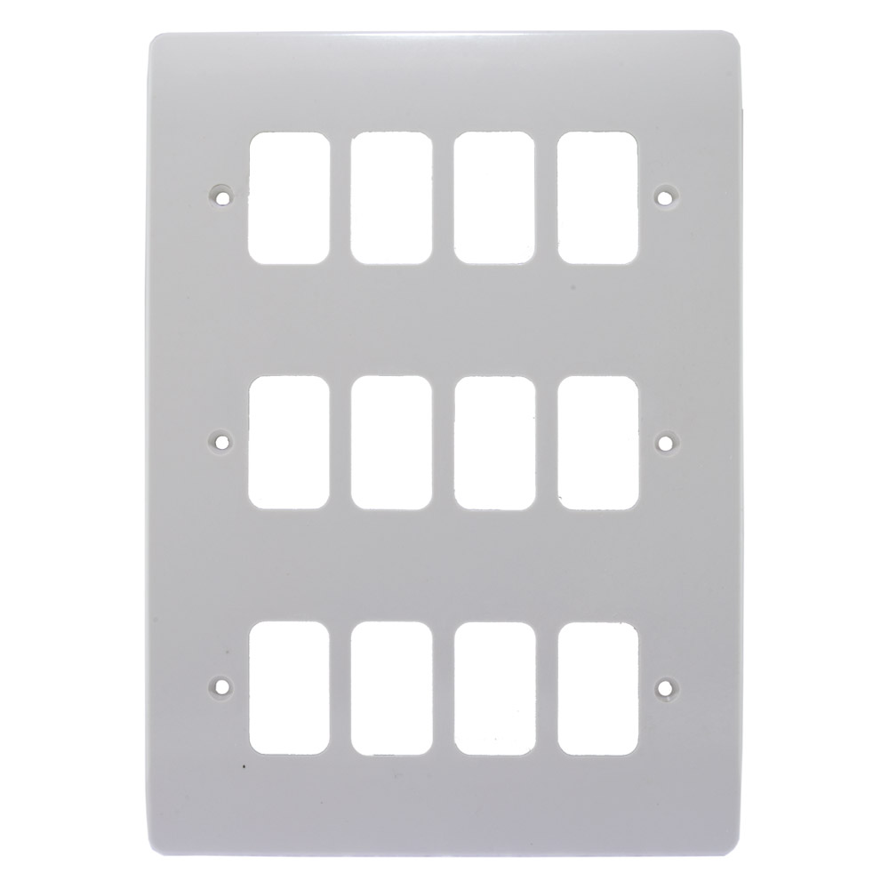 Image of MK Logic K3639WHI Grid Front Plate 12 Gang White