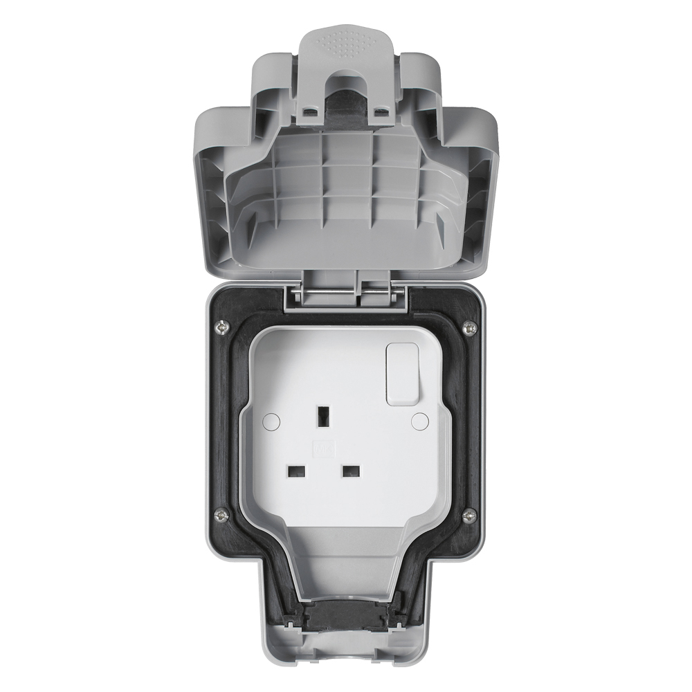 Image of MK Masterseal K56486GRY Switched Socket 1 Gang 13A Double Pole Grey