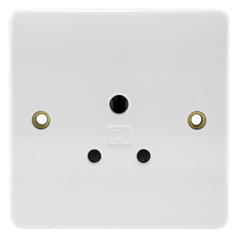 Image of MK Logic K771WHI 5A Unswitched Single Socket 5A Round Pin White