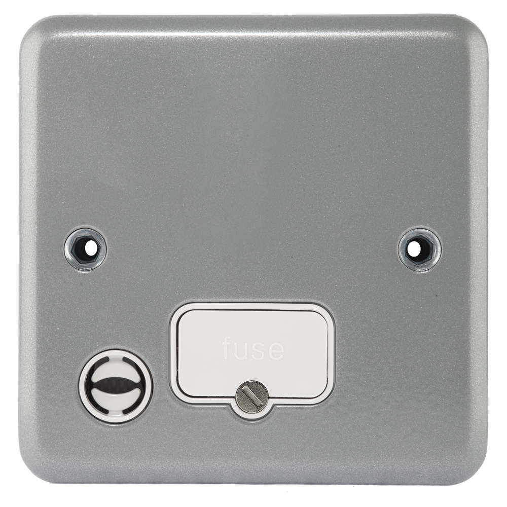 Image of MK Metalclad K989ALM Unswitched Fused Spur 13A Front Flex Outlet Grey