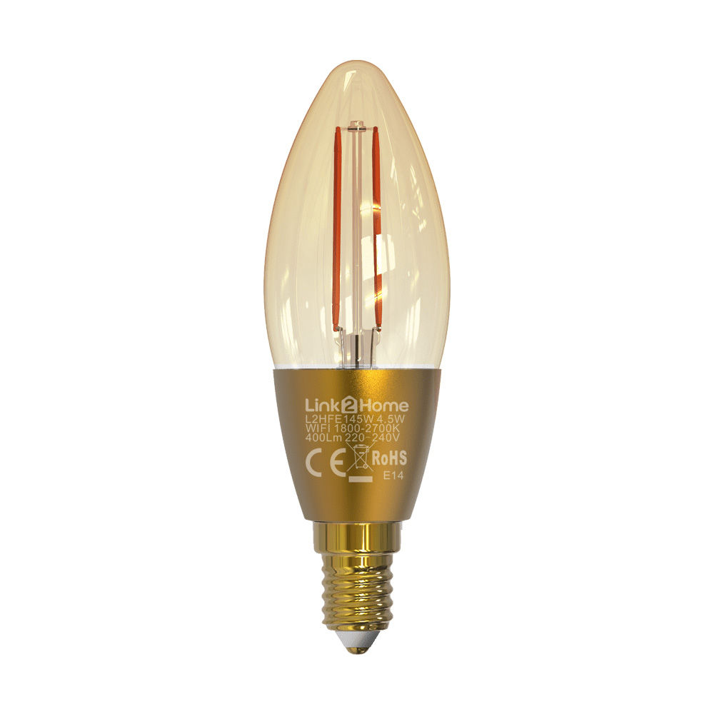 Image of Link2Home L2HFE145W Indoor Wifi Candle Filament Lamp E14