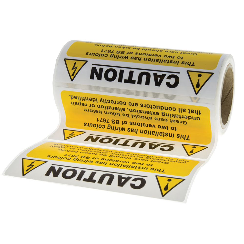 Image of Mixed Cable Notice Sticker 130 x 60mm Self Adhesive Label Roll of 100