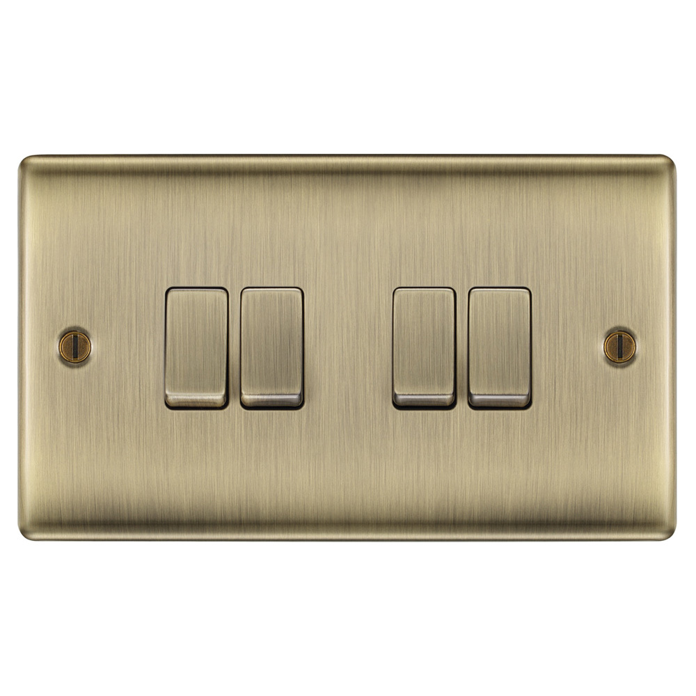 Image of BG Nexus Metal Light Switch 4 Gang 2 Way 20A Antique Brass