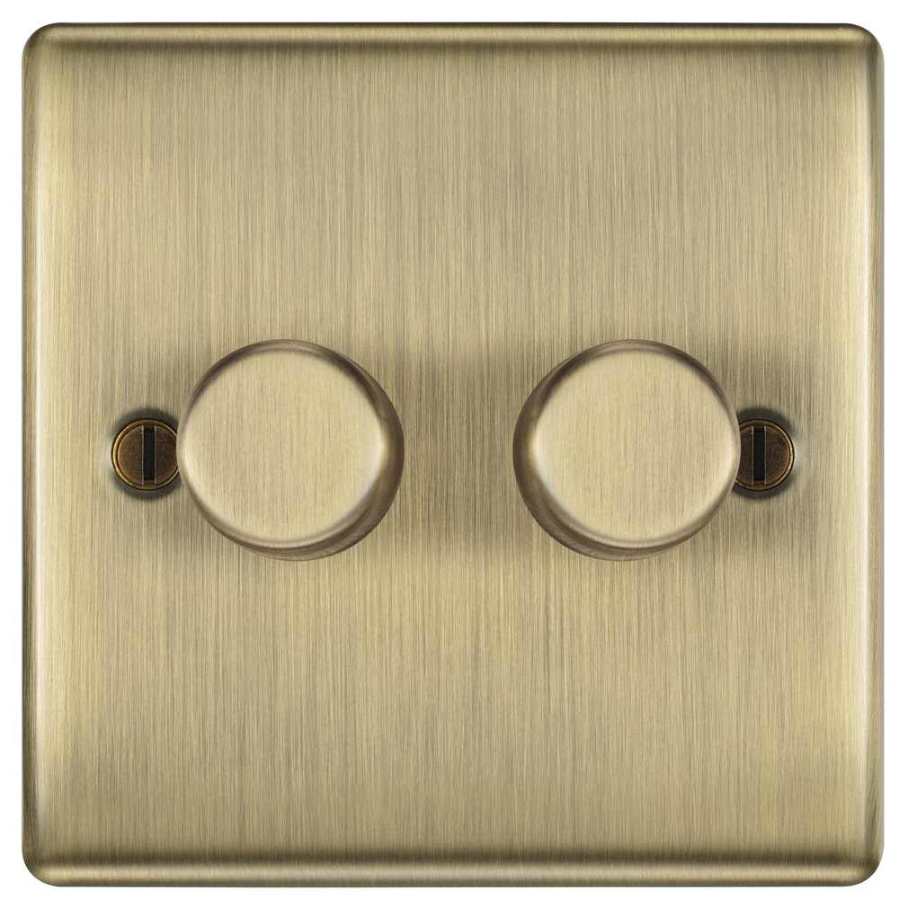 Image of BG Nexus Metal Dimmer Switch 2 Gang 200W Antique Brass
