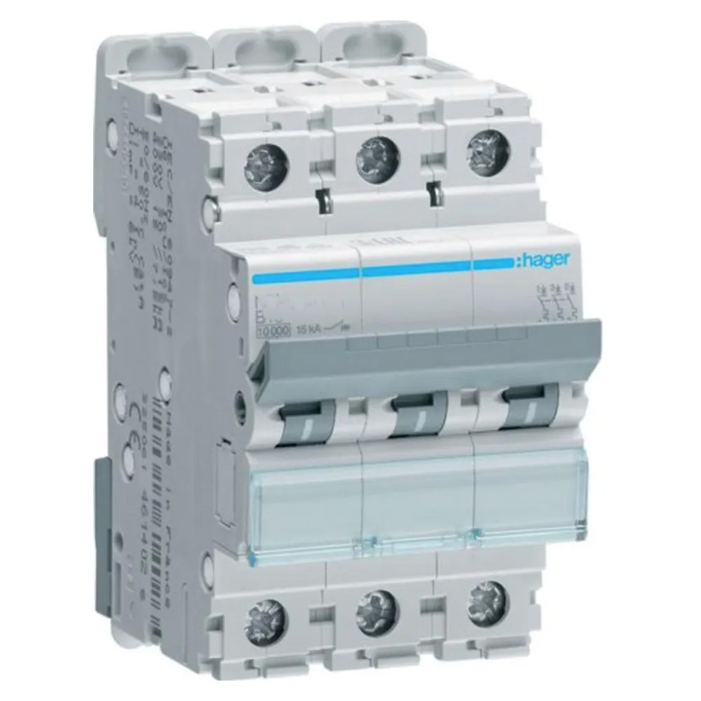 Image of Hager Invicta 3 NBN332A 32A MCB Triple Pole Type B 10Ka