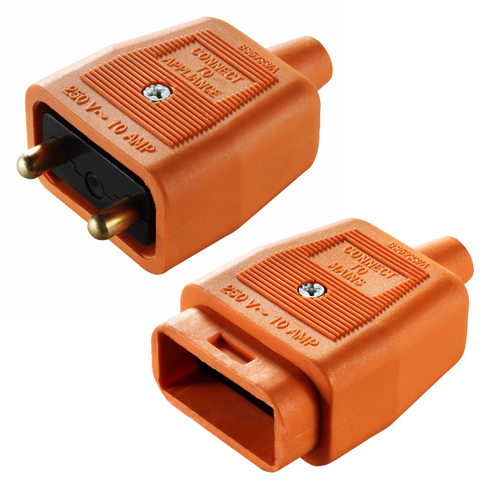 Image of Masterplug 10A Inline Connector 2 Pin Orange Outdoor Power and Lighting
