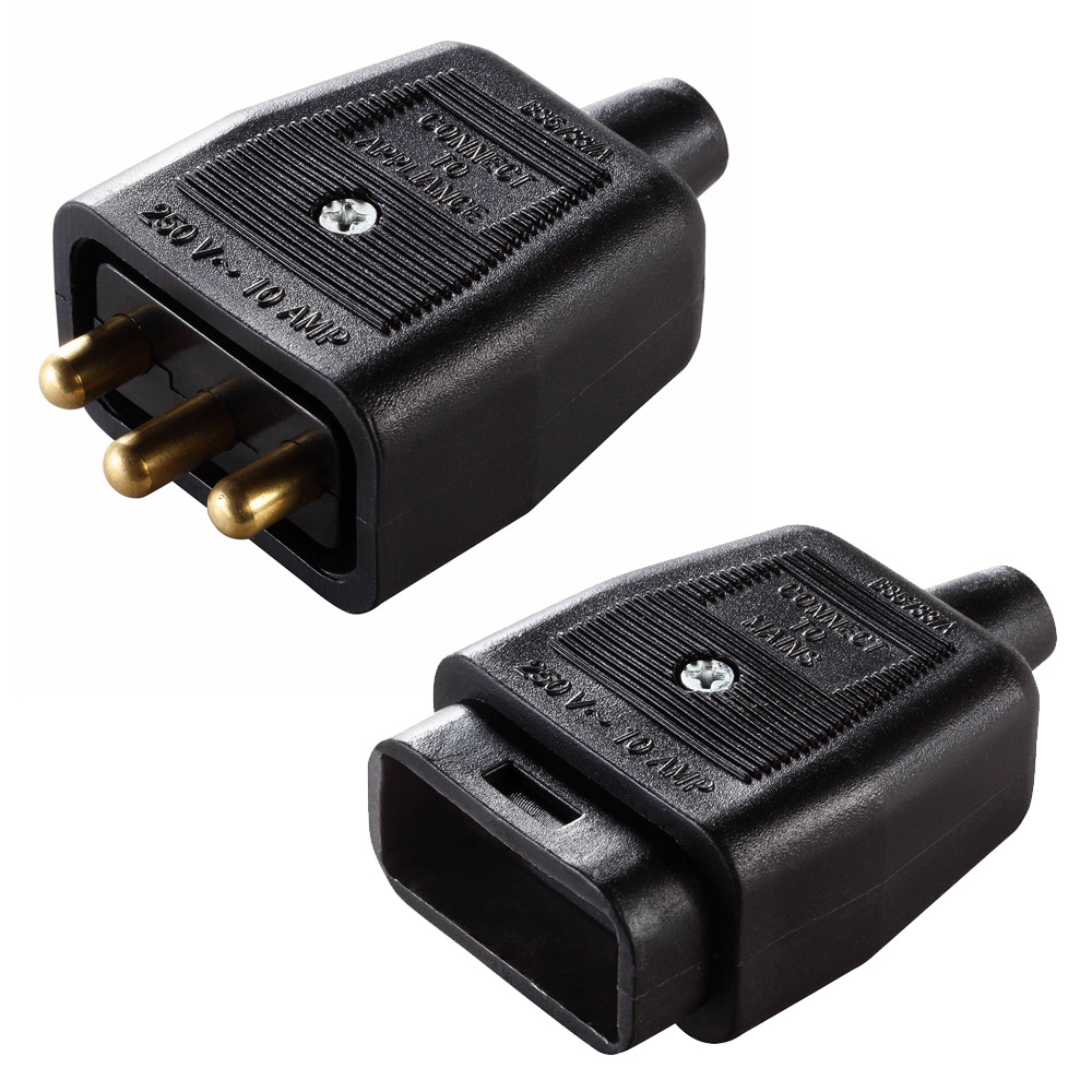 Image of Masterplug 10A Inline Connector 3 Pin Black Outdoor Power and Lighting